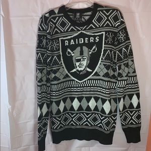 RAIDERS SWEATER NFL TEAM APPAREL BLACK GREY WHITE
